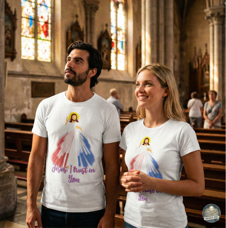 Divine Mercy T Shirt - Jesus I trust in You - 100 % Cotton