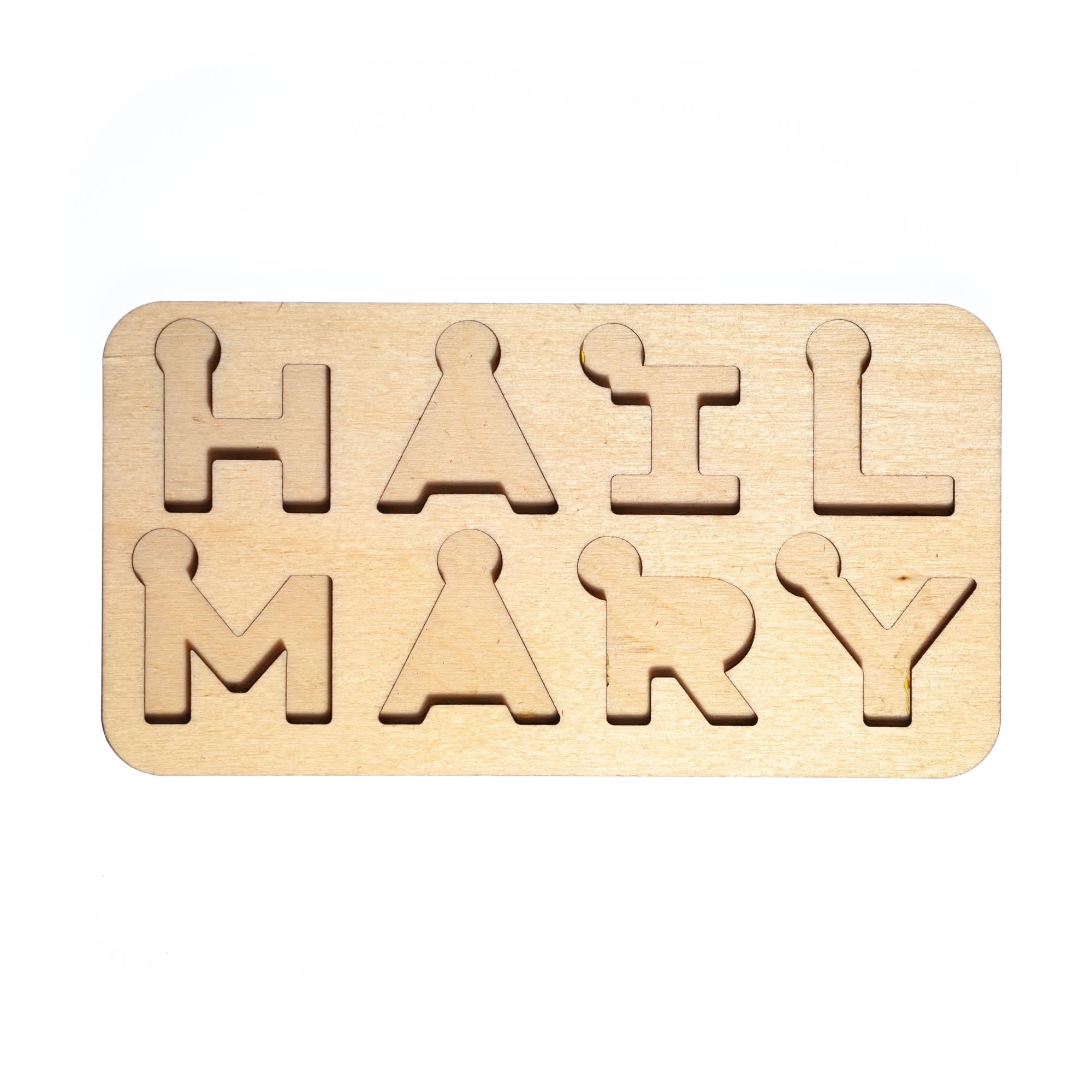 Mini Hail Mary Letter Puzzle, Made in the USA from Birch Wood, 5.5" x 2.75", Catholic Education, Home School